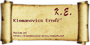 Klemanovics Ernő névjegykártya